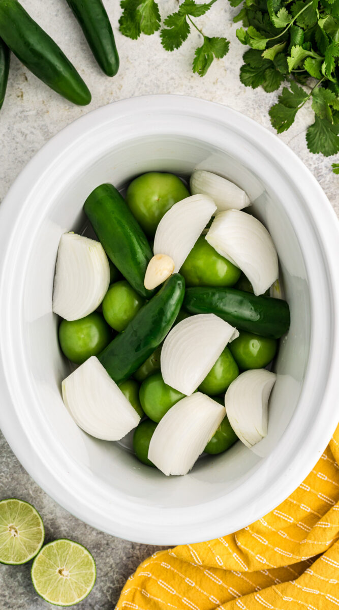 long image of tomatillo salsa.