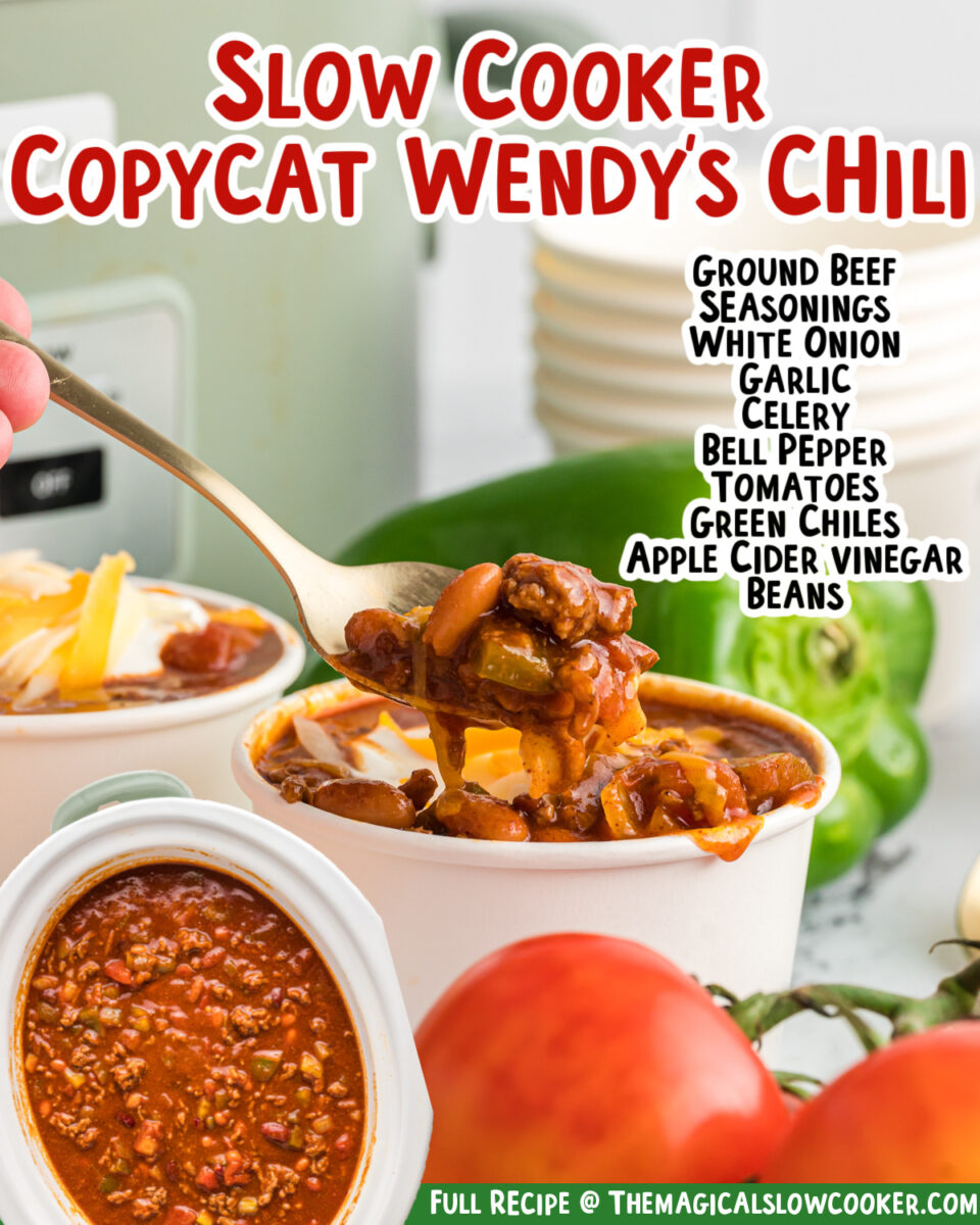 collage of wendy's chili images with text for facebook.