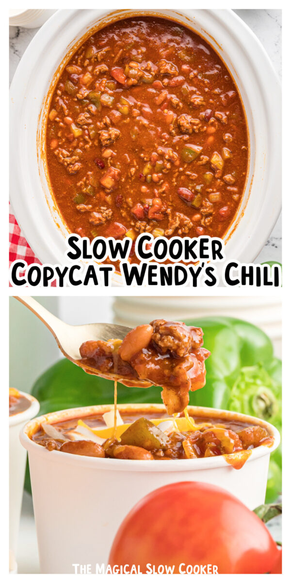 2 images of cooked wendy's chili.
