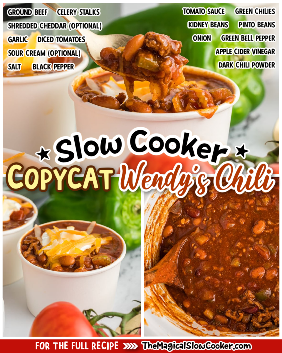 Wendy's Chili images with text of what the ingredients are for facebook.