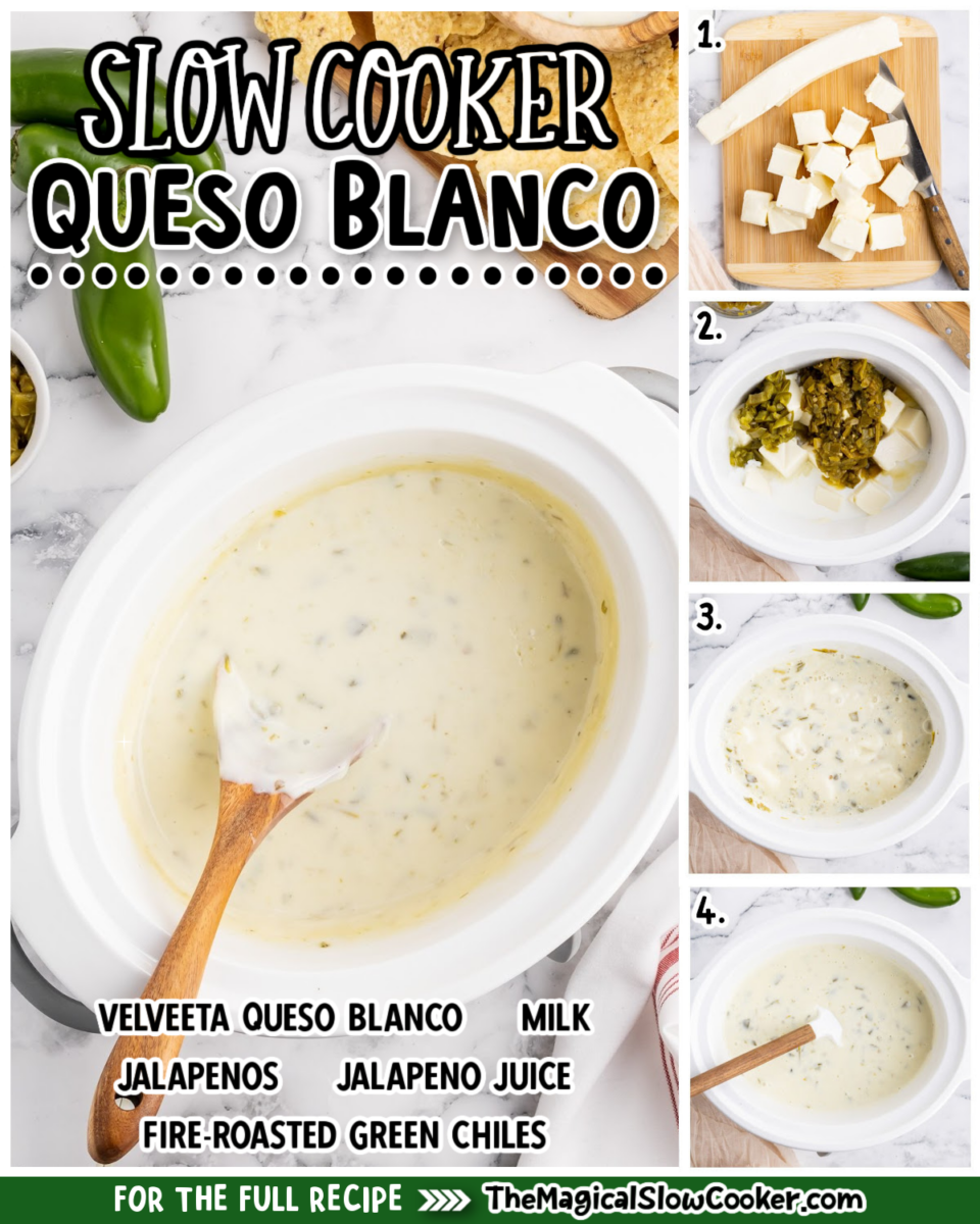 Queso Blanco images with text of what the ingredients are for facebook.