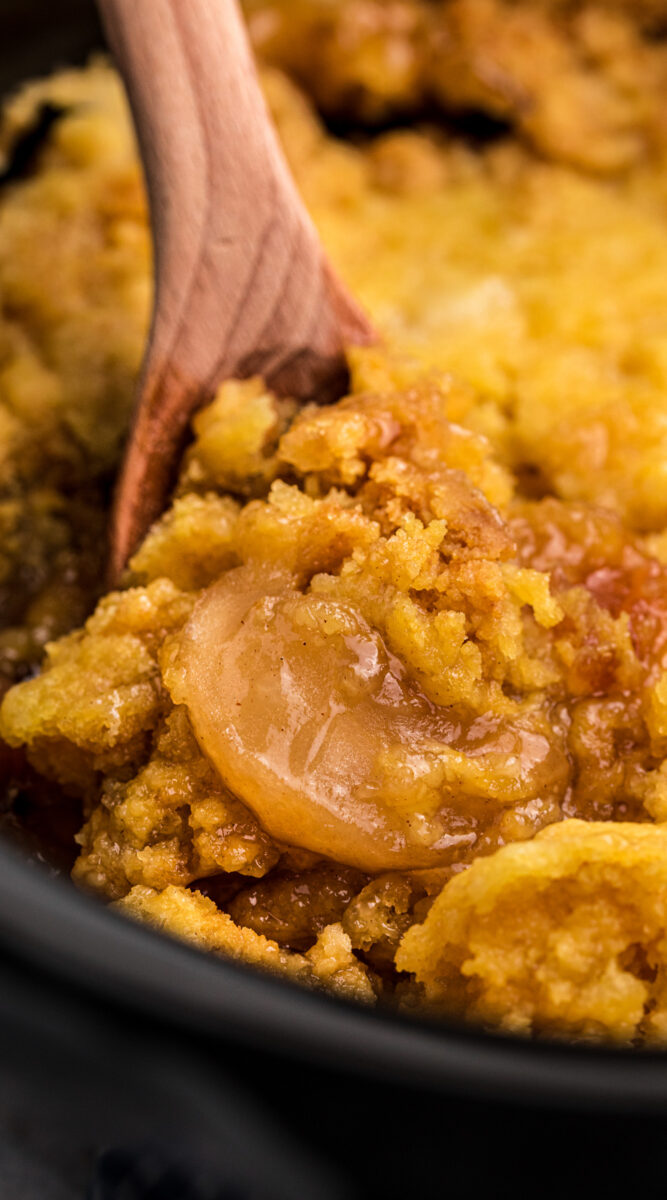 Apple dump cake in a crockpot.