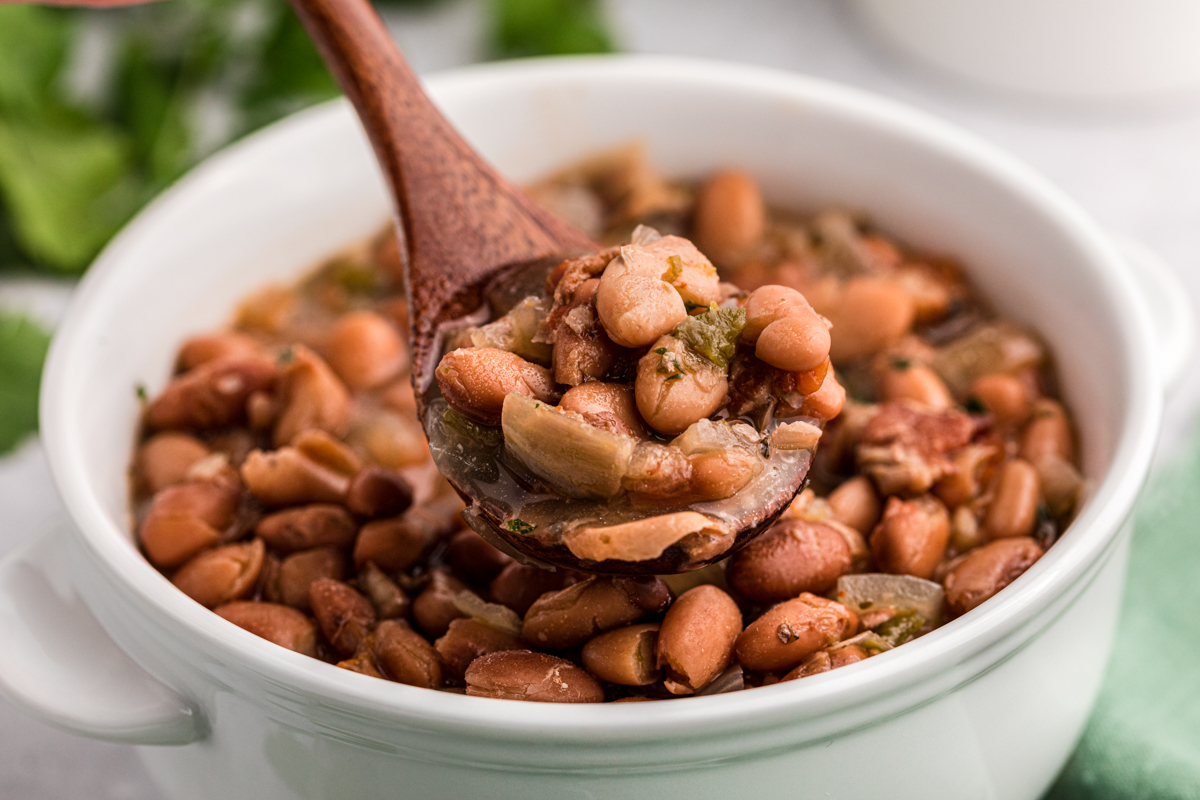 Bowl of charro beans.
