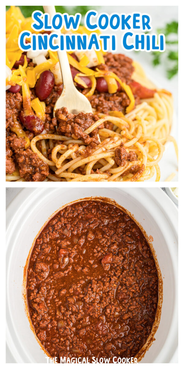 2 images of cincinnati chili with for pinterest.