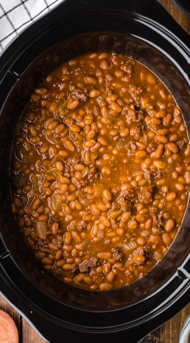 Long image of cowboy beans for pinterest.