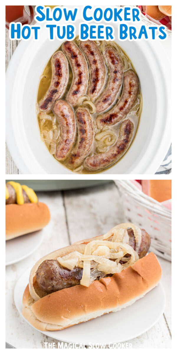 2 images of hot tub beer brats.