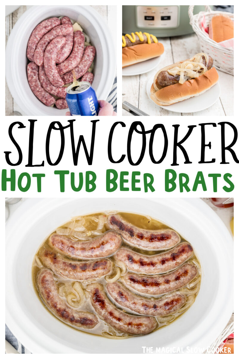 collage of beer brats images with text overlay.