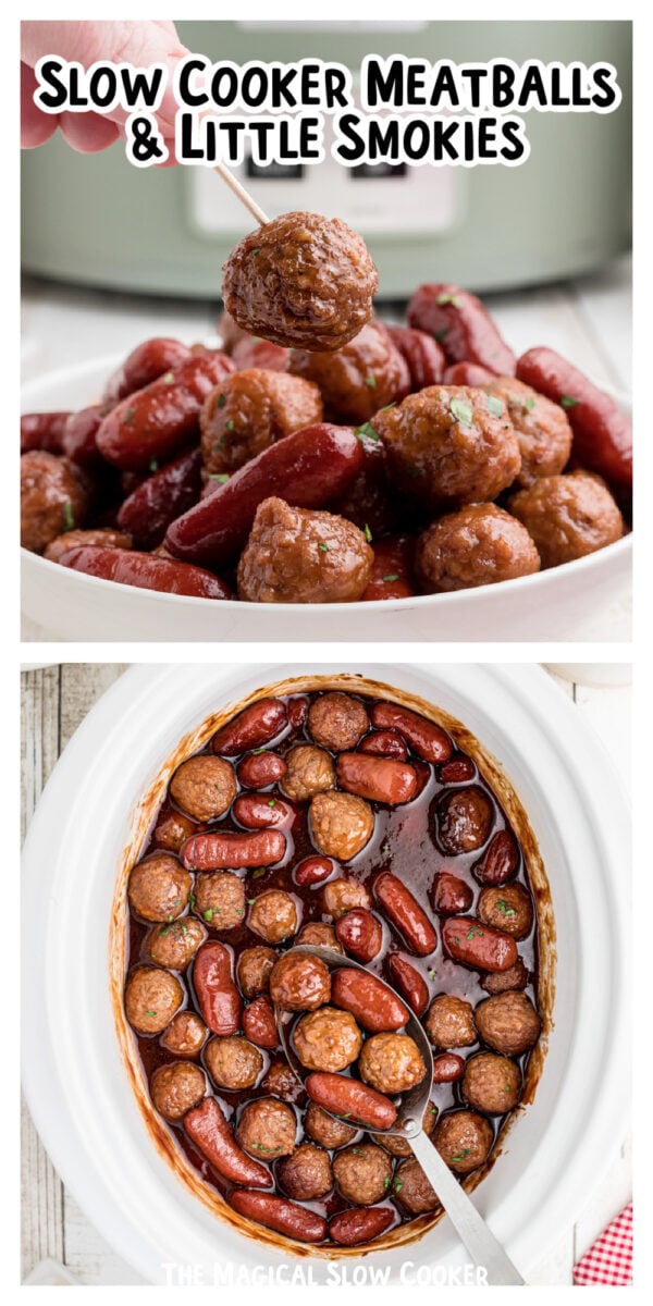 2 images of meatballs and little smokies.