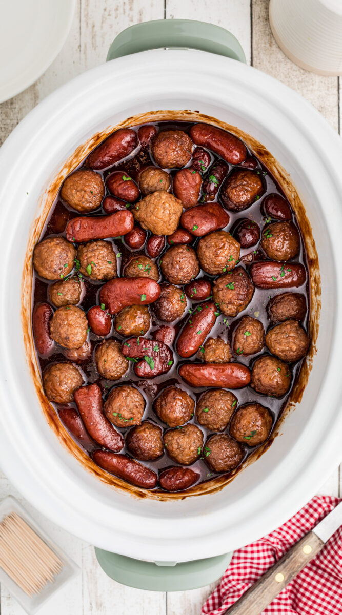 Crockpot Meatballs and Little Smokies - Cooking in the Midwest