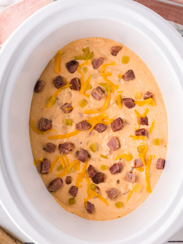 creamy dip with ham and cheese.