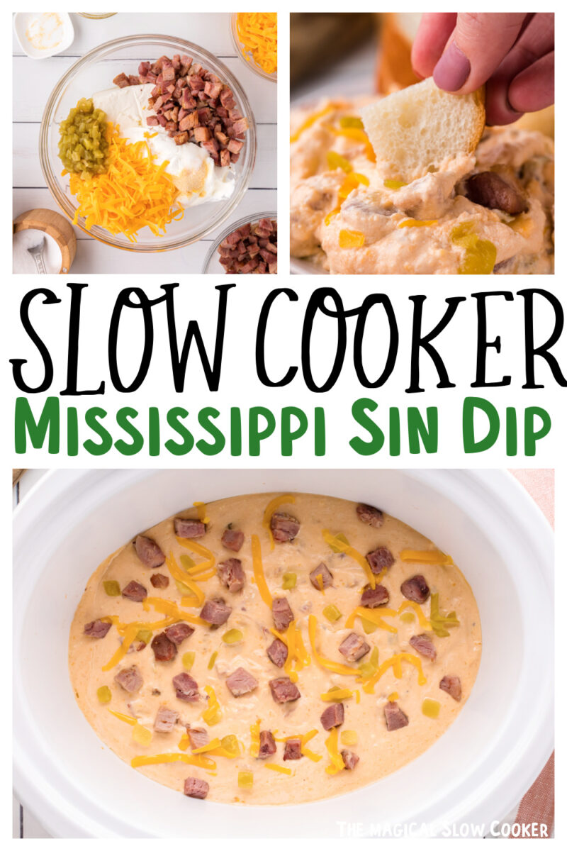 collage of mississippi sin dip with text overlay.