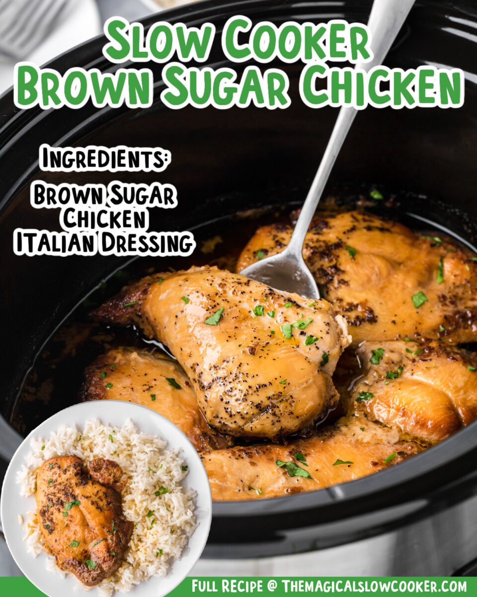 brown sugar chicken images with text of ingredients for facebook.