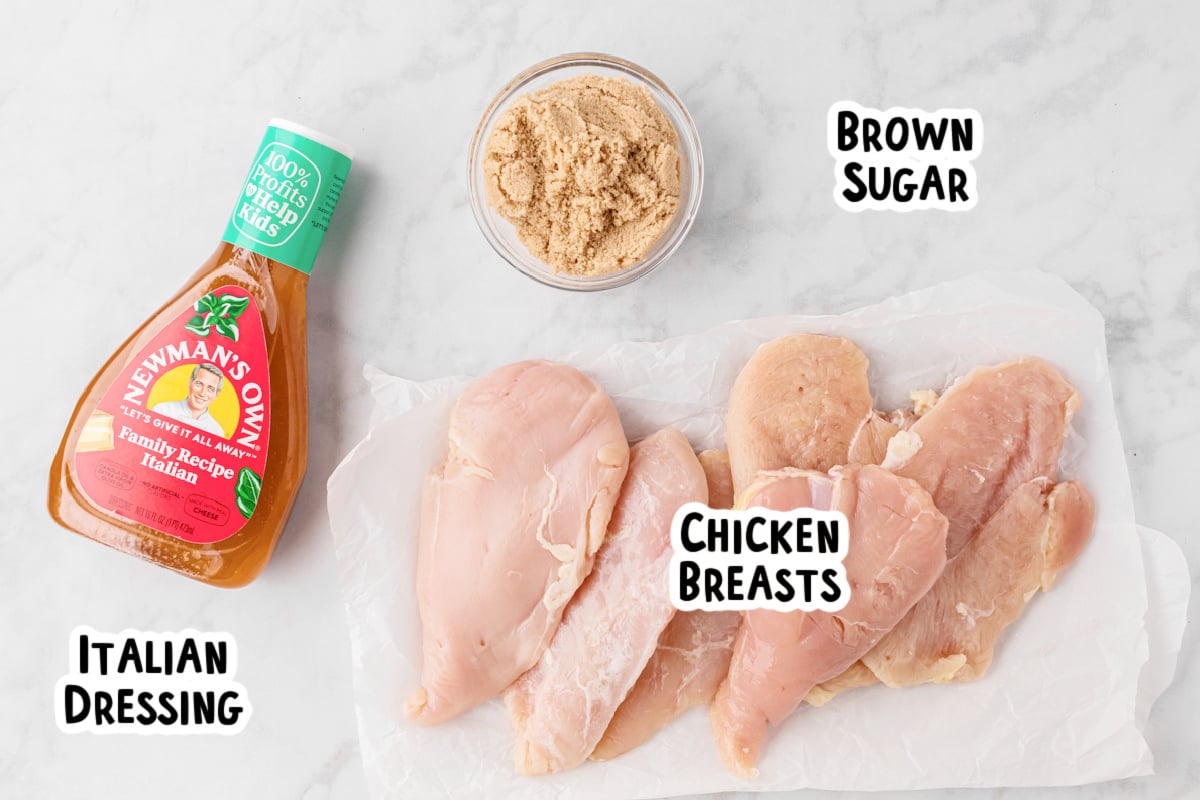 Ingredients for brown sugar chicken on a table.