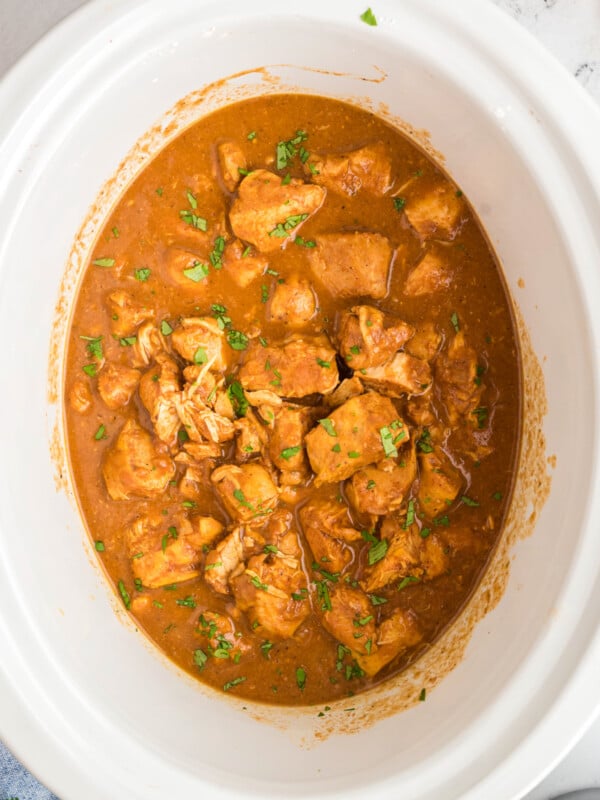 Butter chicken cooked in a crockpot.