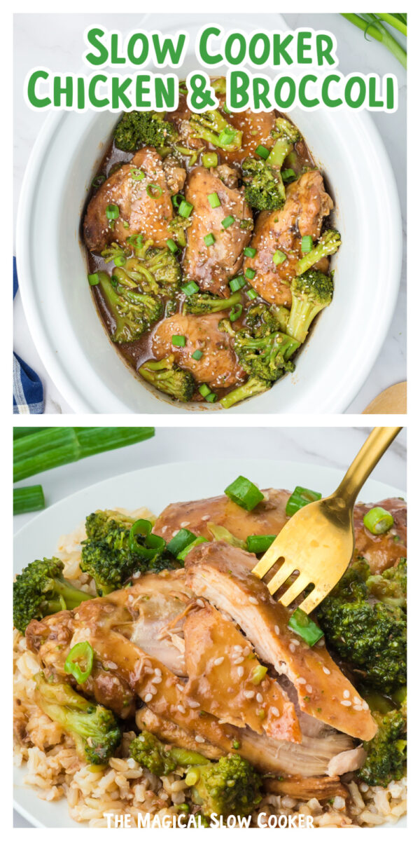 2 images of chicken and broccoli for pinterest.