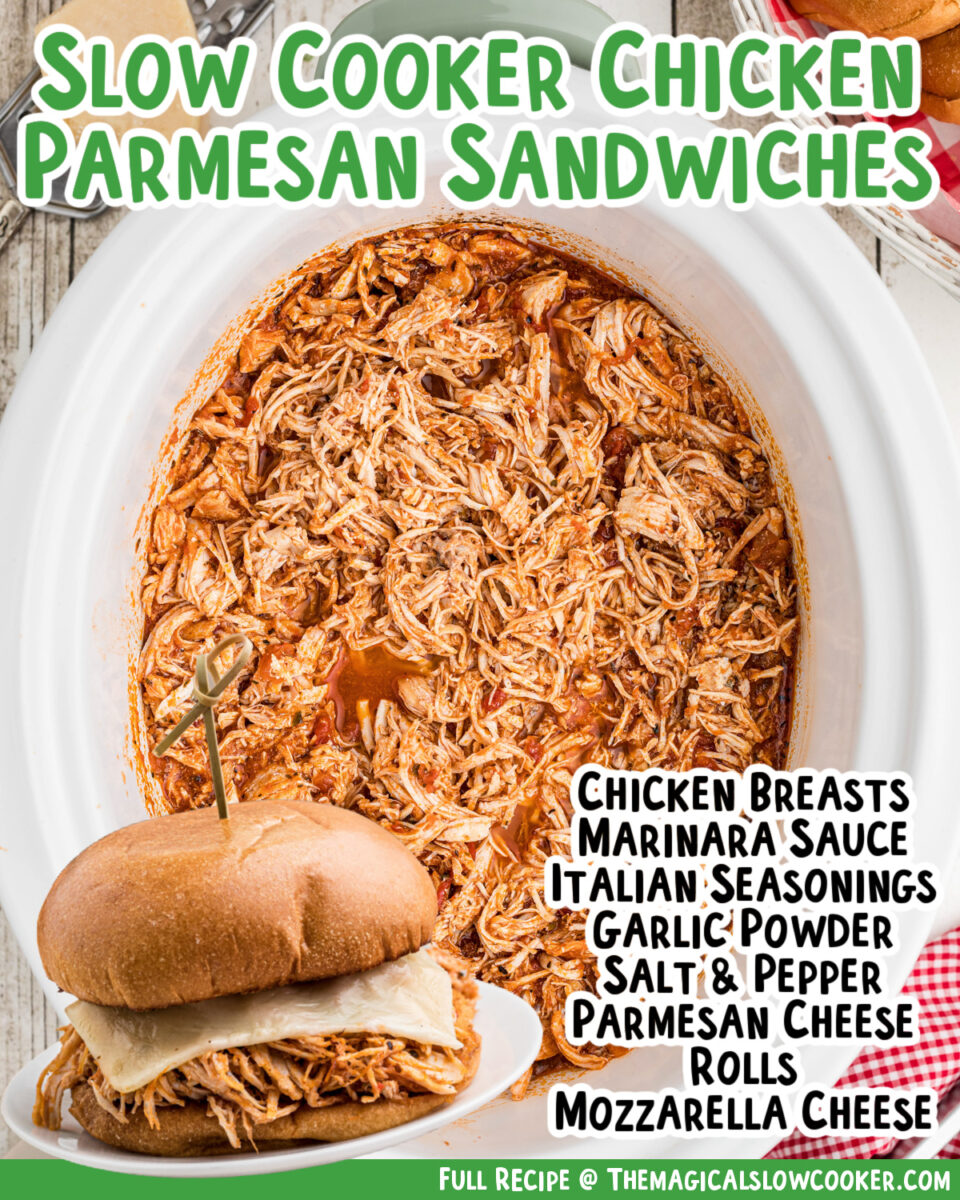 Slow Cooker Chicken Parmesan Sandwiches - The Magical Slow Cooker