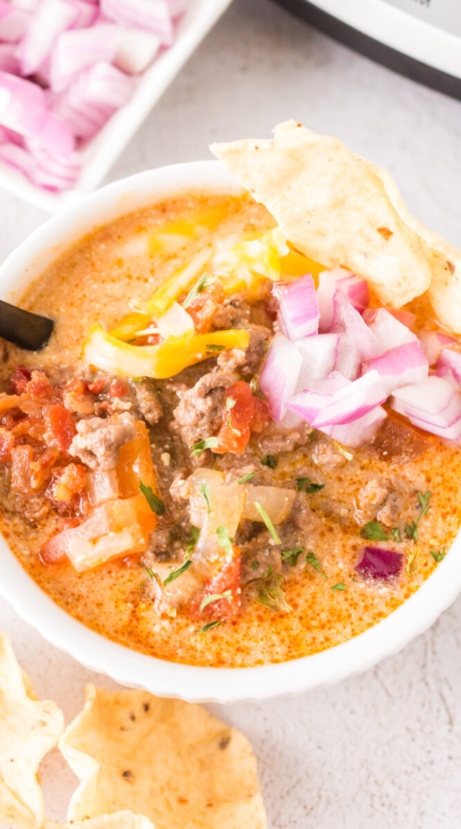 long image of creamy taco soup for pinterest.