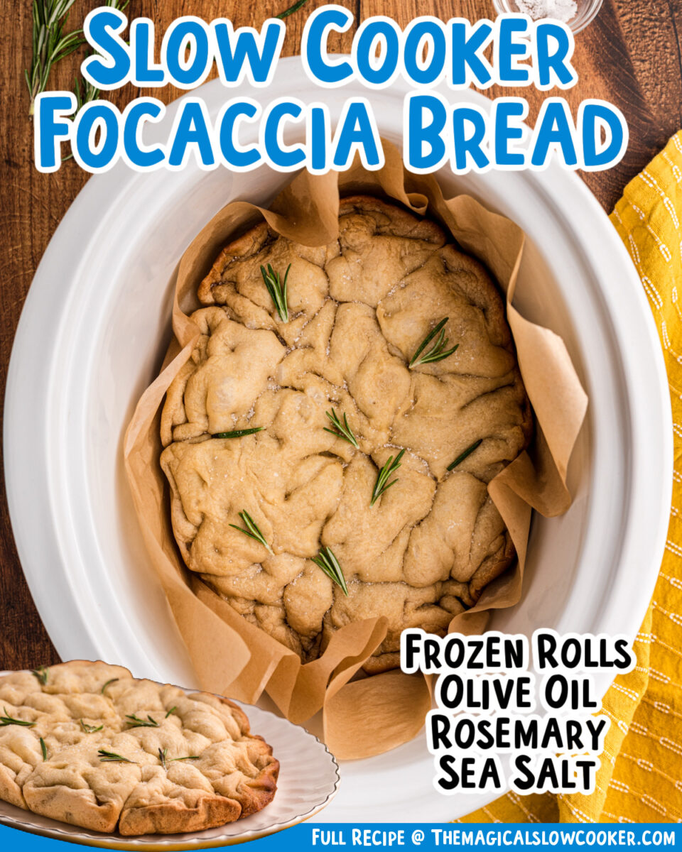images of focaccia bread with text of ingredients.