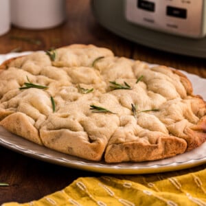 focaccia bread on a platter.