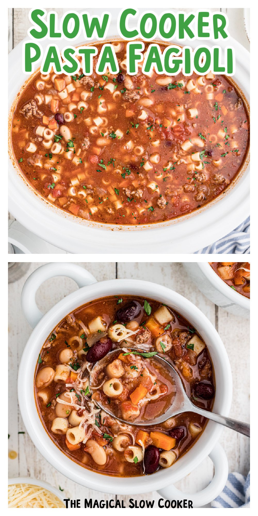 Slow Cooker Pasta Fagioli Soup - The Magical Slow Cooker