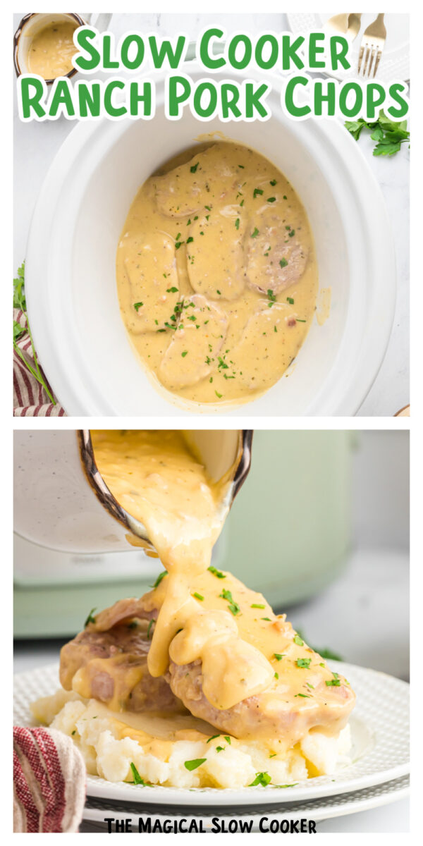 2 images of ranch pork chops.