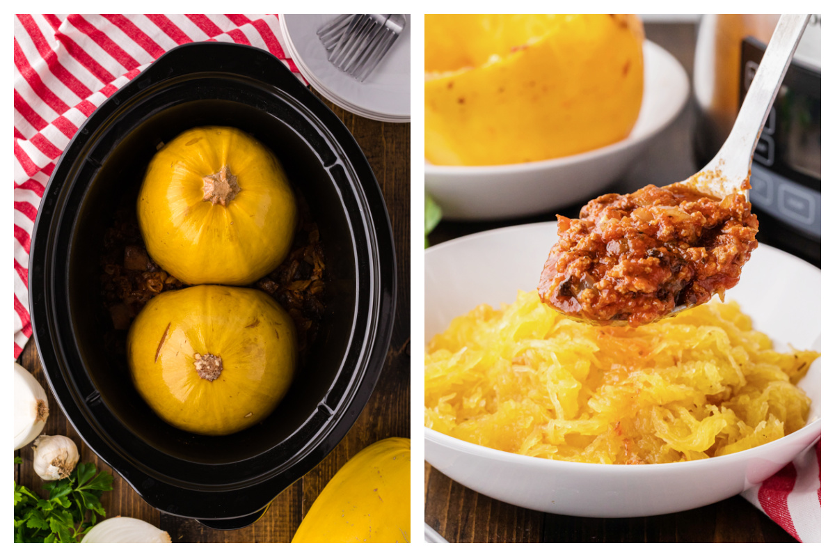Slow Cooker Spaghetti Squash and Turkey Meat Sauce