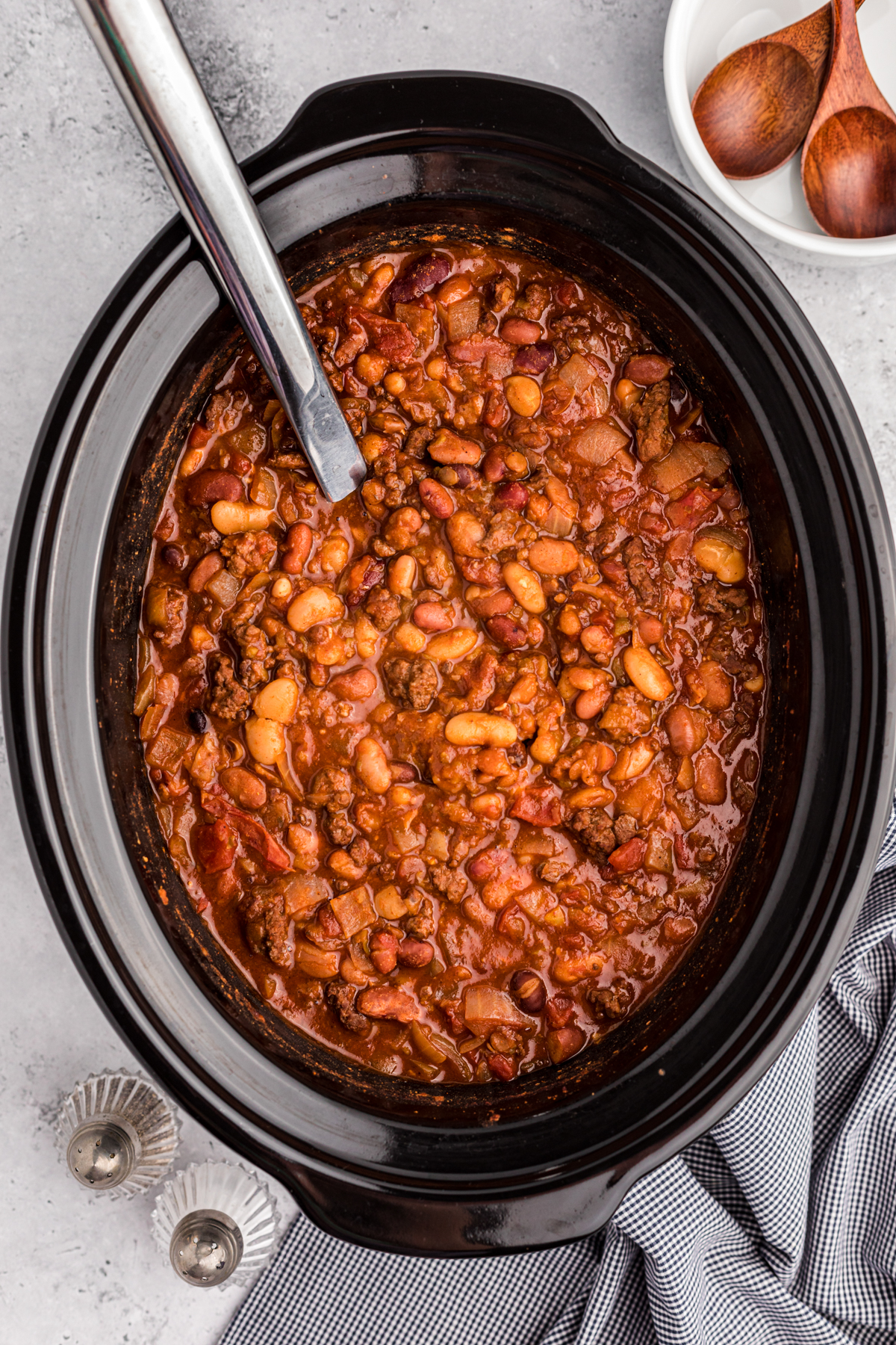 Cooked 15 bean chili in a crockpot.