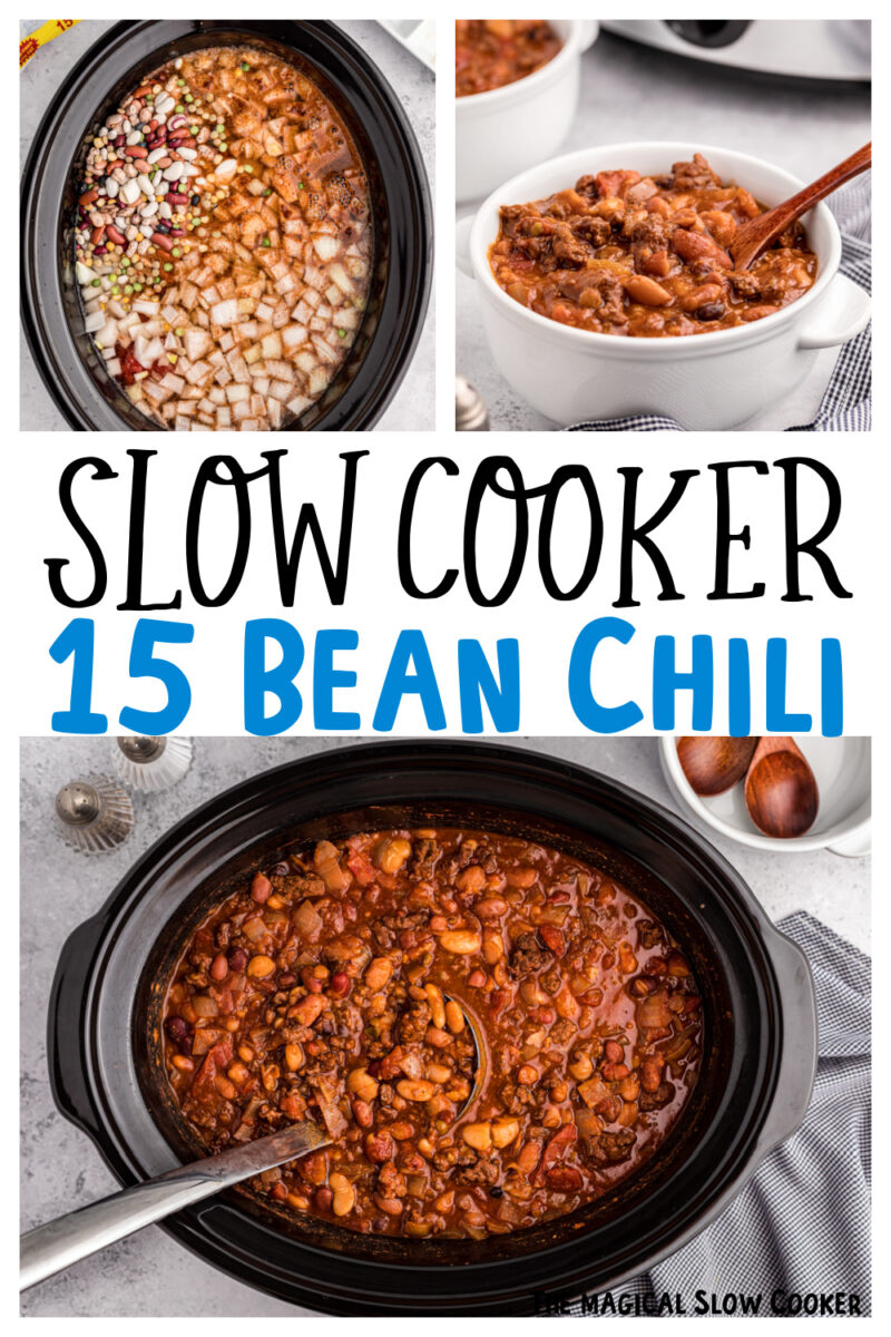 Collage of 15 bean soup images with text overlay.