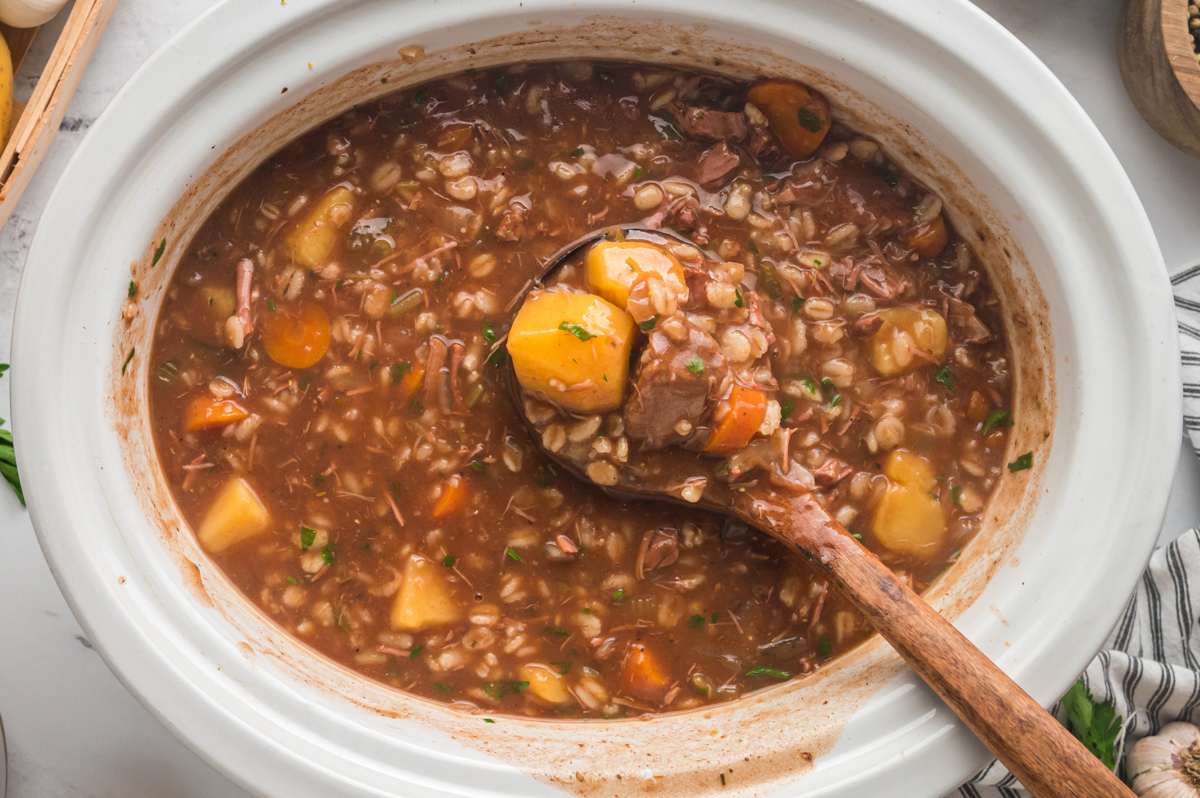 Slow Cooker Beef Barley Soup - The Magical Slow Cooker