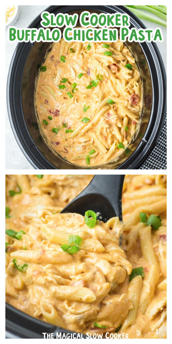 2 images of buffalo chicken pasta for facebook.