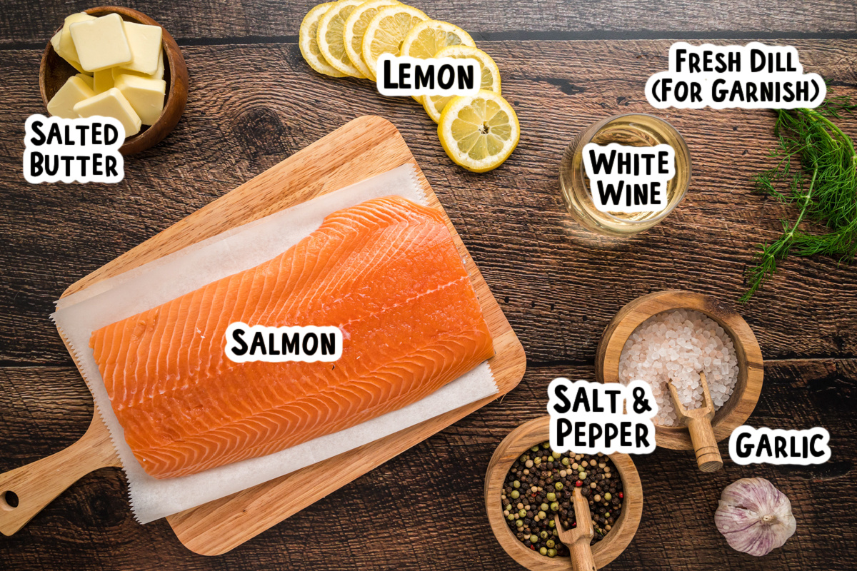 Ingredients for salmon on a table.