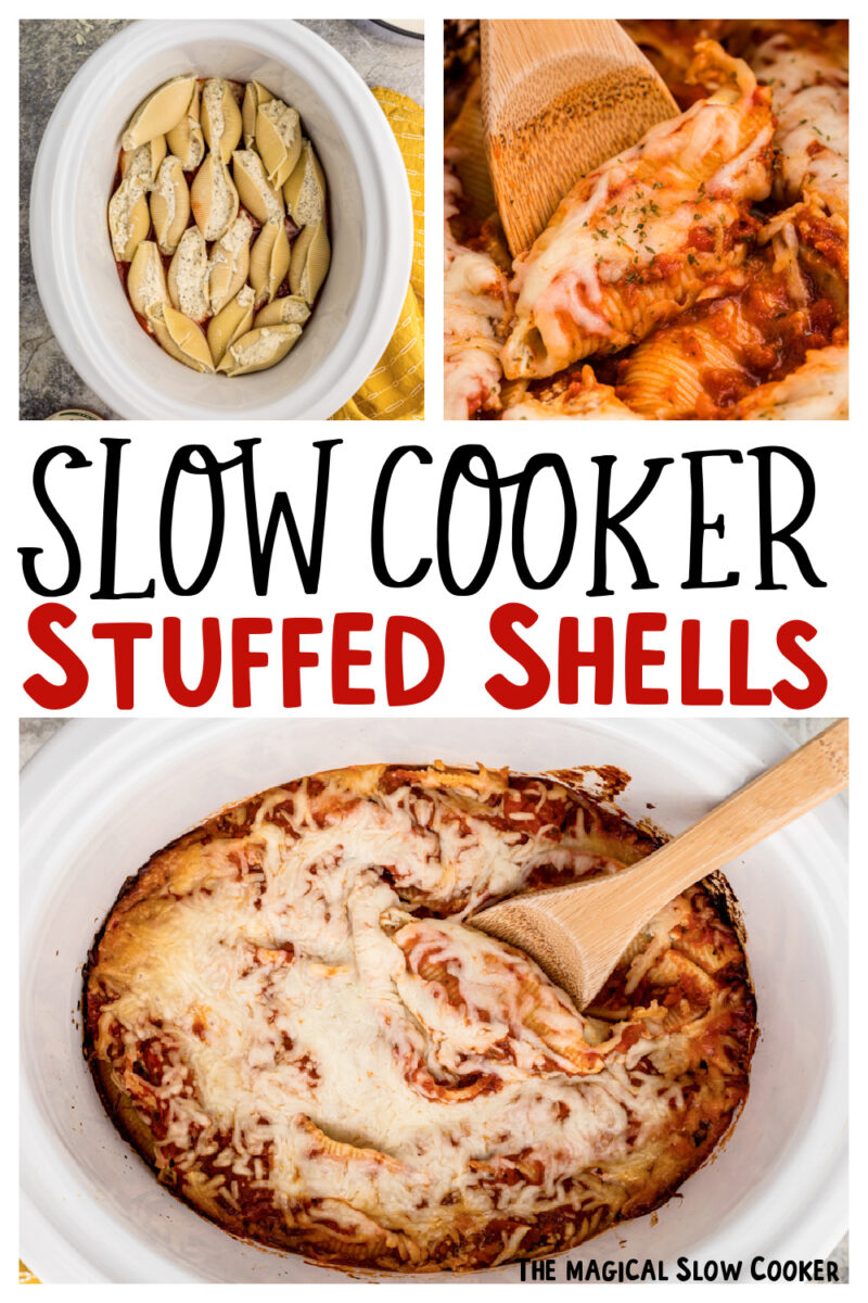Images of stuffed shells in crockpot for pinterest.