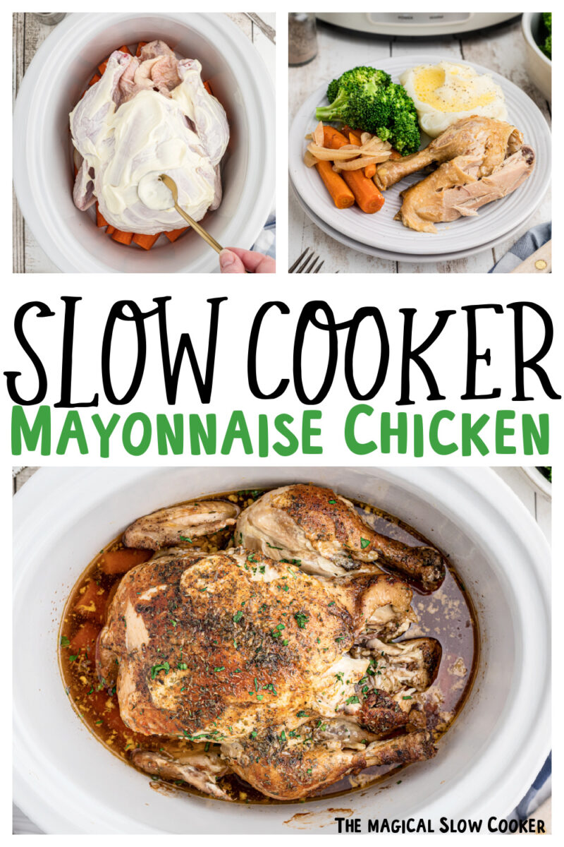 images of mayonnaise chicken with text for pinterest.