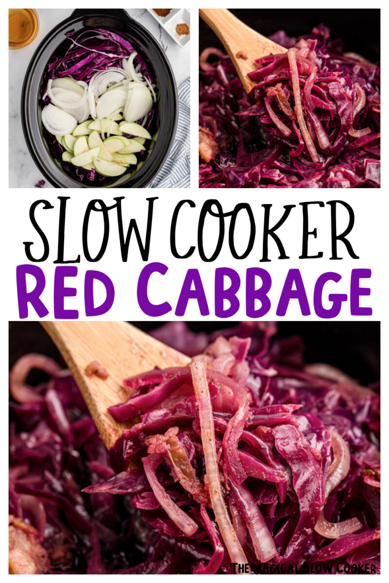 collage of red cabbage recipes with text over lay.