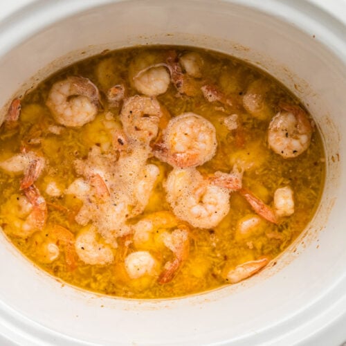 cooked shrimp scampi in a slow cooker.