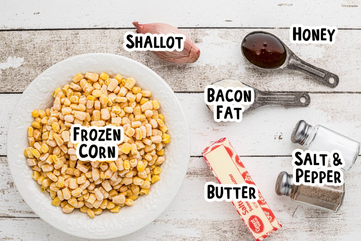 Ingredients for fried corn on a table.