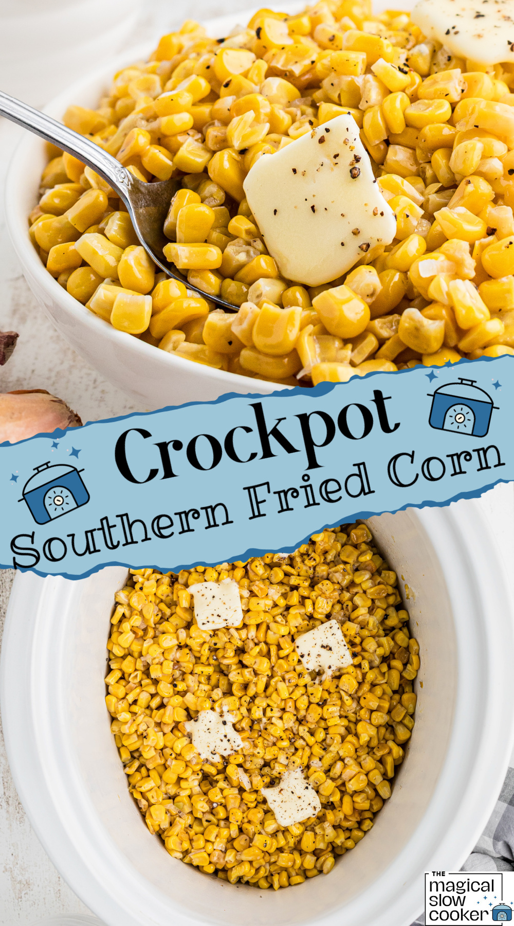 2 images of southern fried corn.