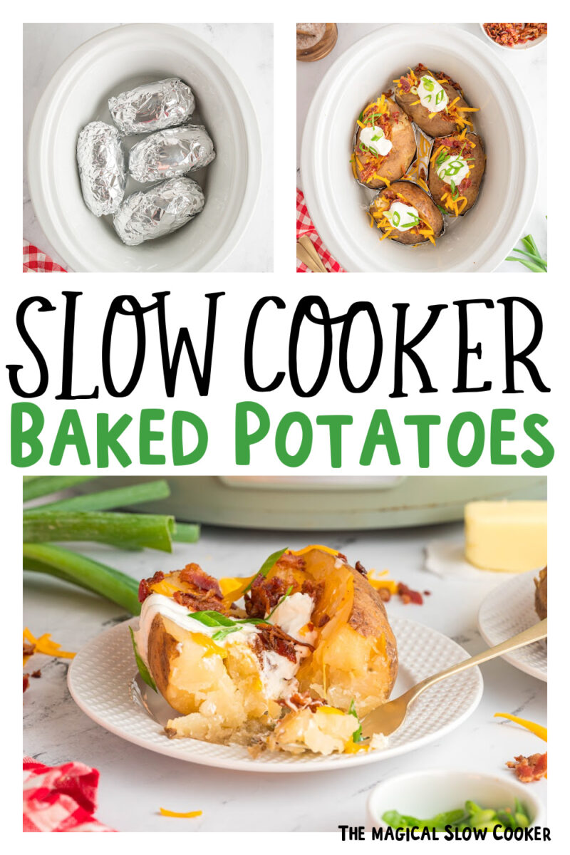 images of baked potatoes in a crockpot.