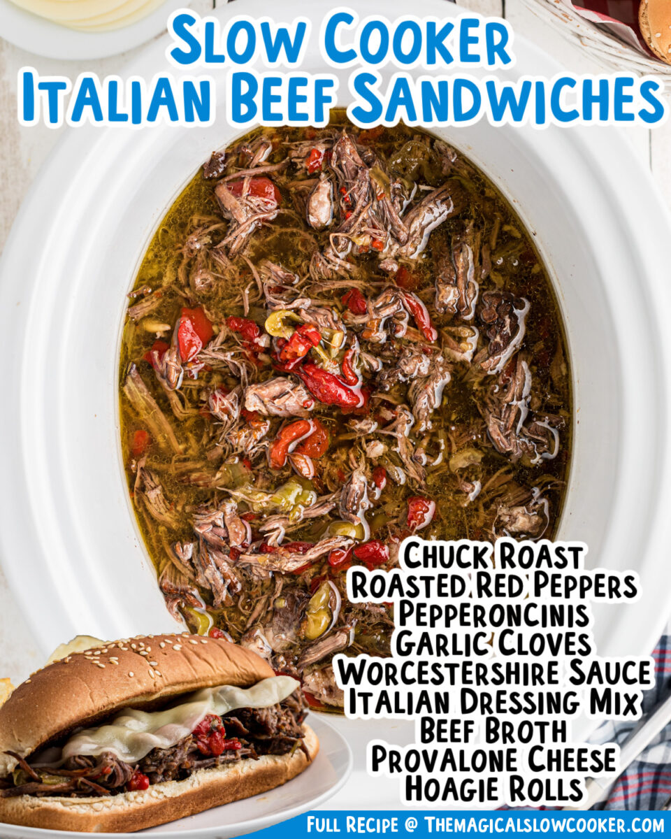 images of italian beef with text of ingredients for facebook.