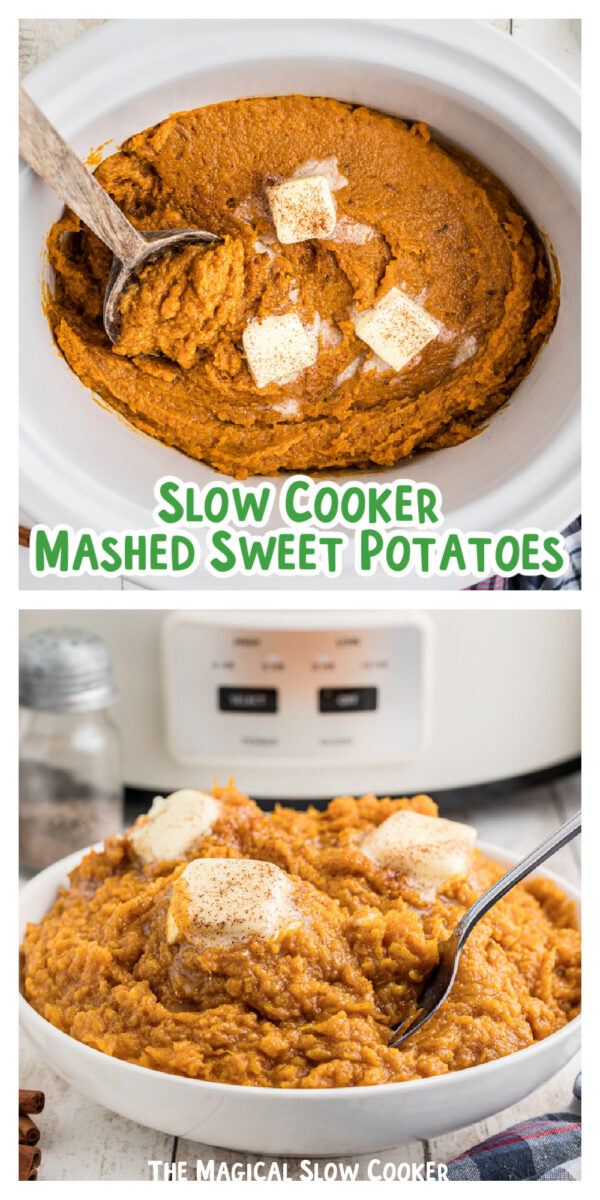 2 images of mashed sweet potatoes.