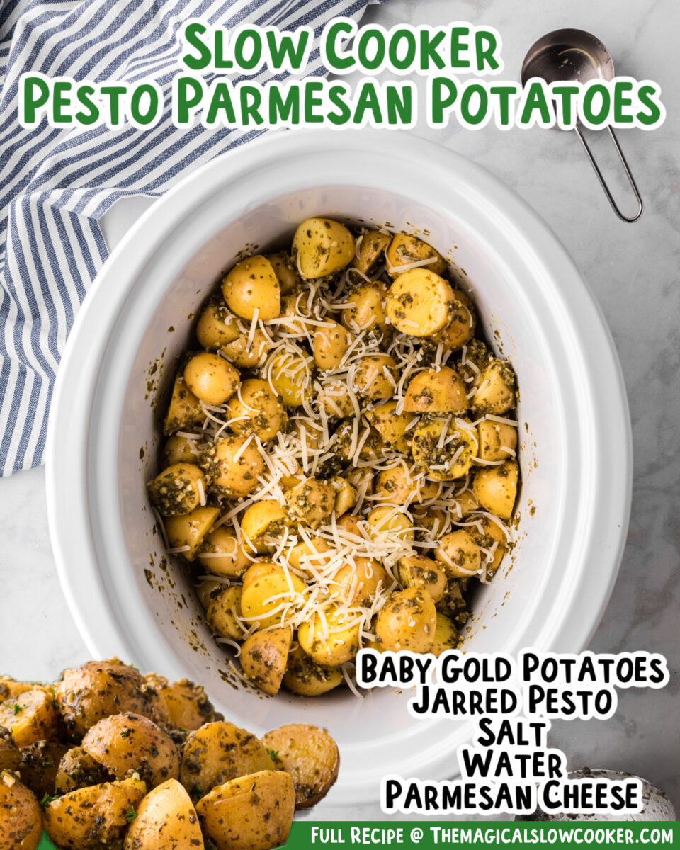 Images of pesto parmesan potatoes for facebook.
