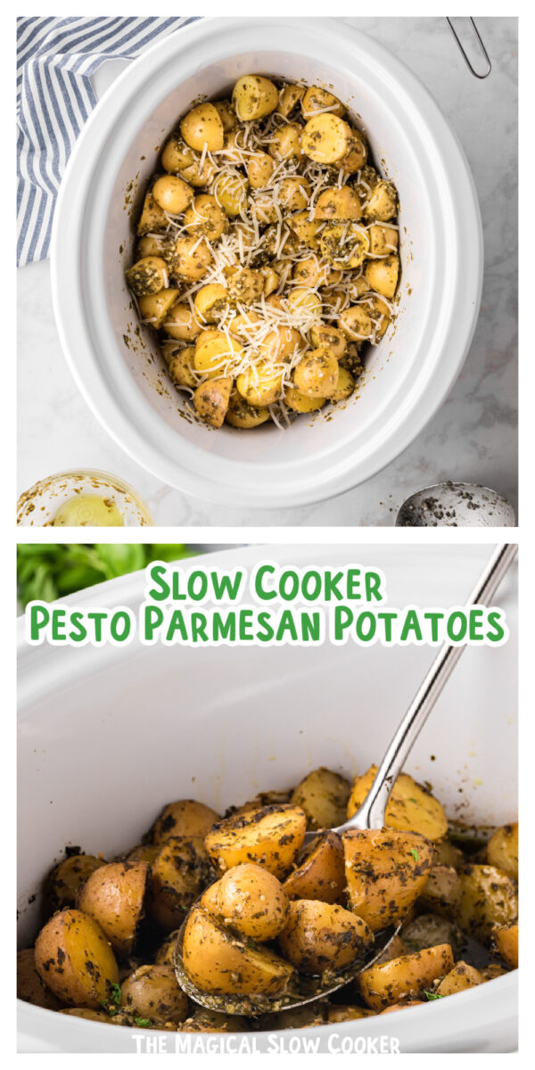2 images of gold potatoes for pinterest.