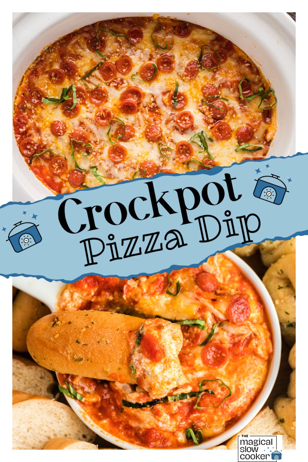 2 images of pizza dip.
