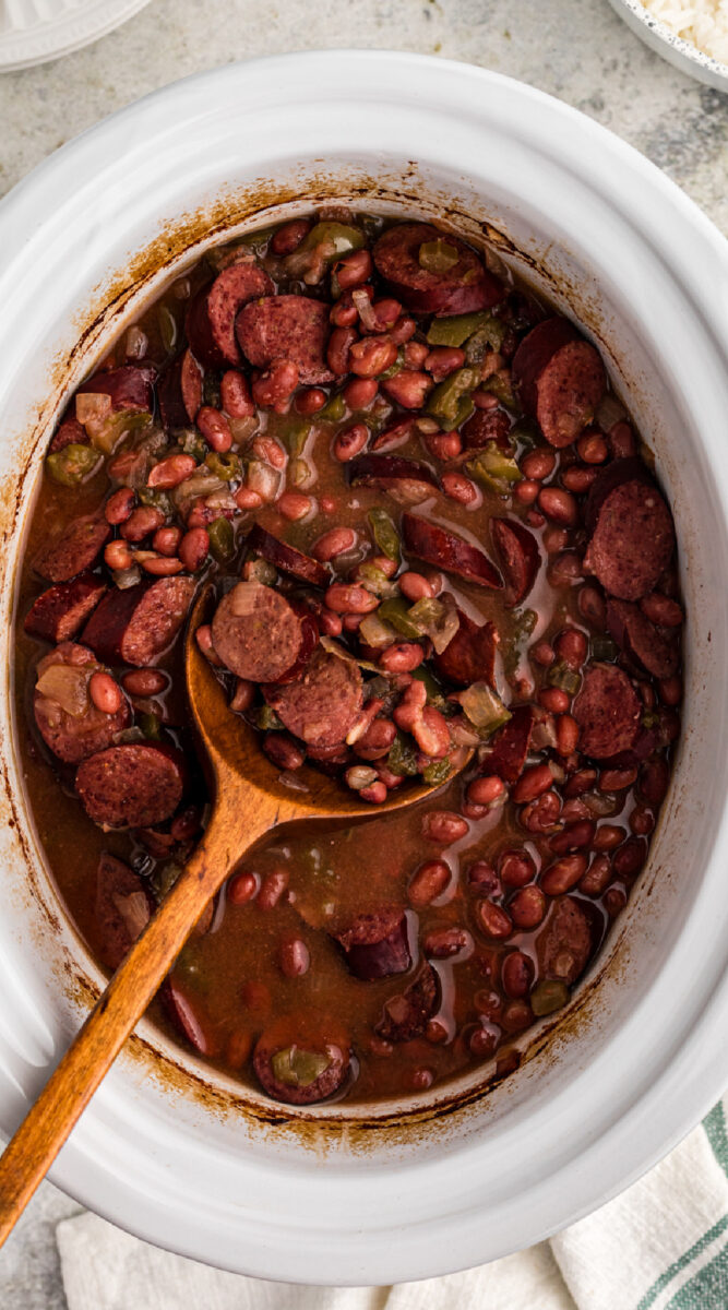 Long image of red beans and rice.