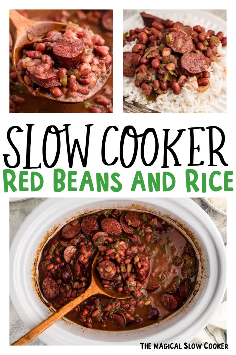 images of red beans with text overlay for pinterest.