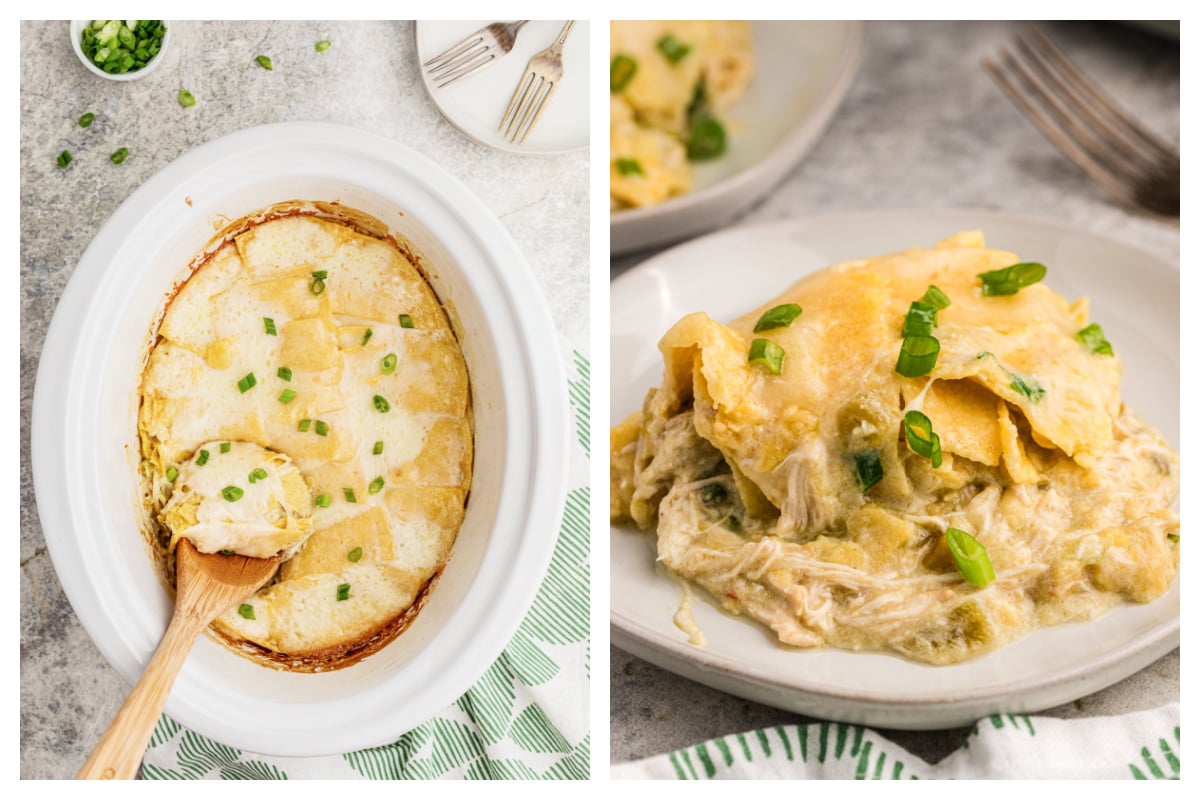 Slow Cooker Sour Cream Chicken Enchilada Casserole The Magical Slow
