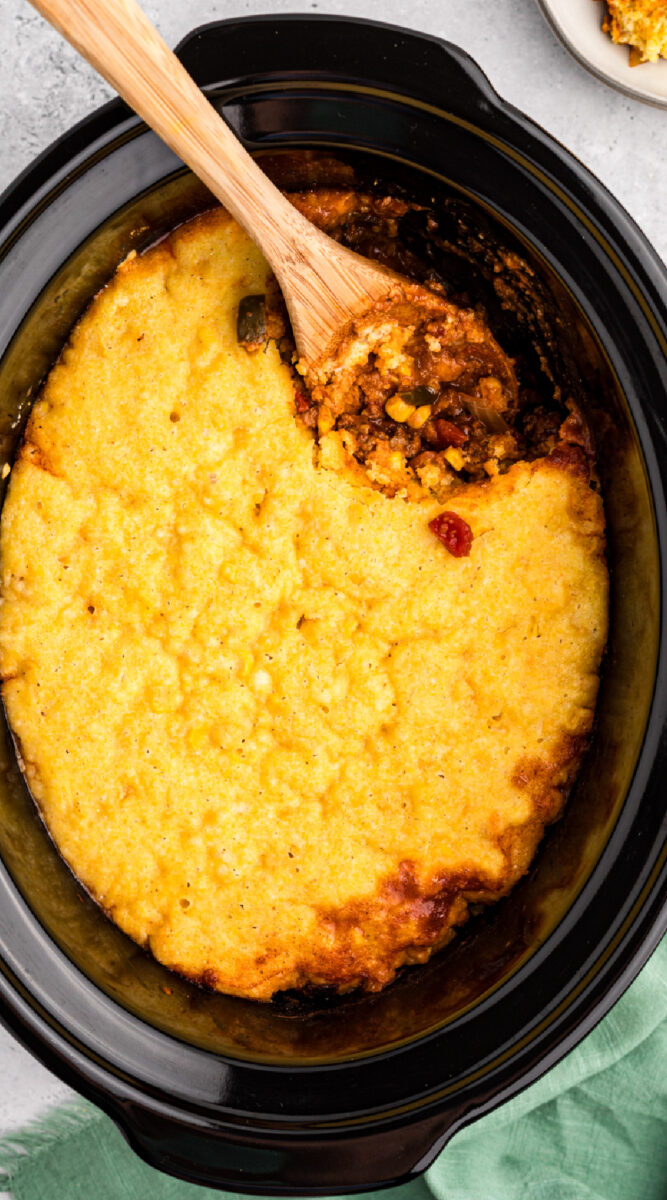 long image of tamale pie.