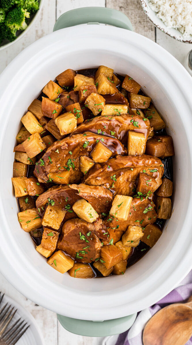 long image of teriyaki pork chops.