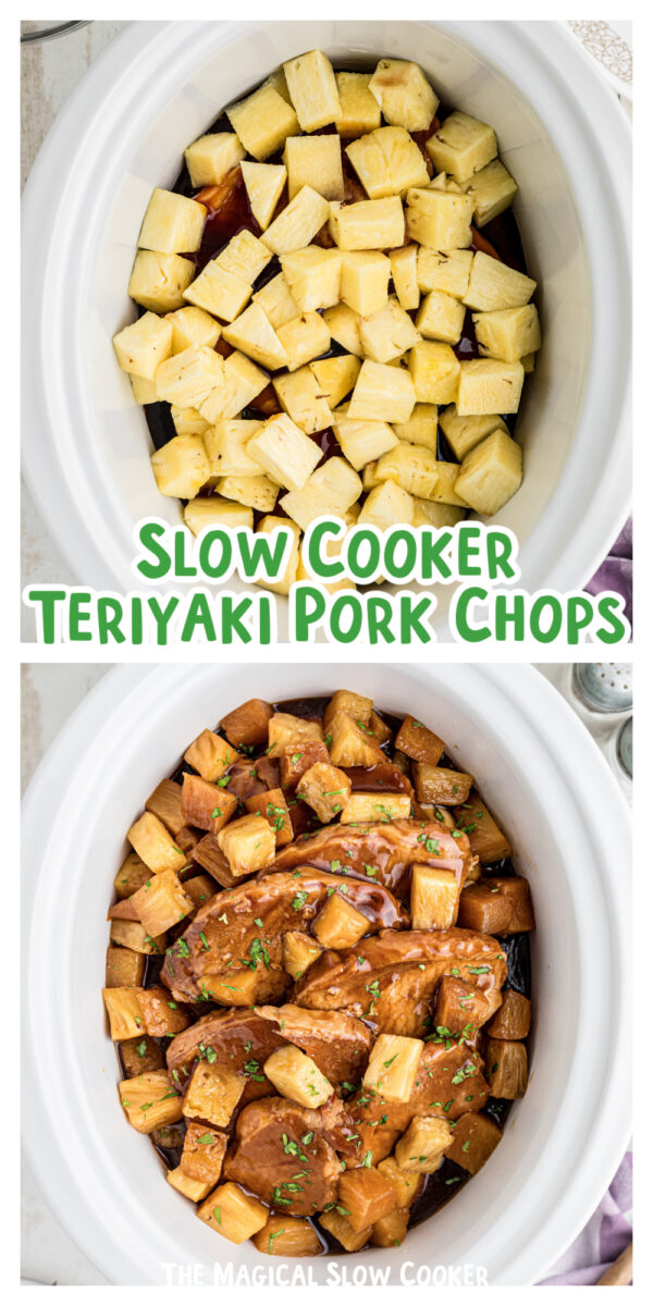 2 images of teriyaki pork chops with text overlay.
