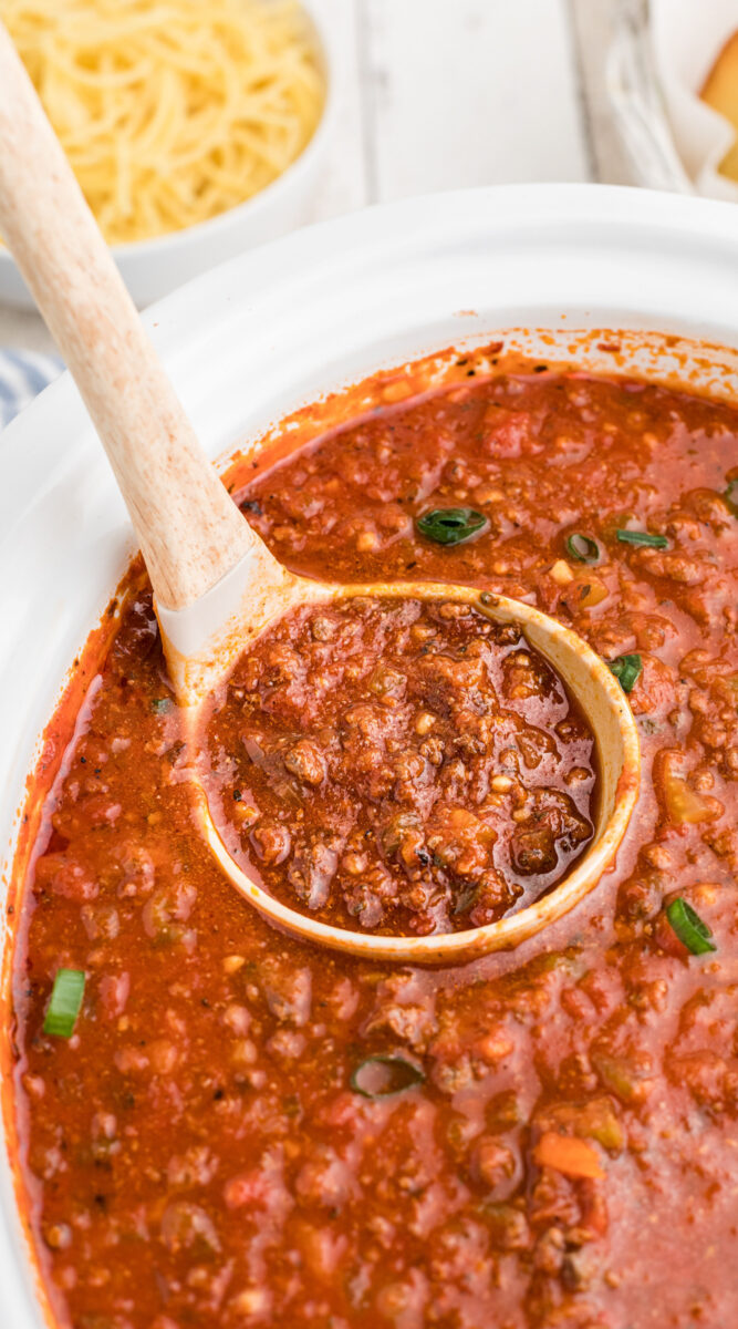 Long image of spaghetti sauce.